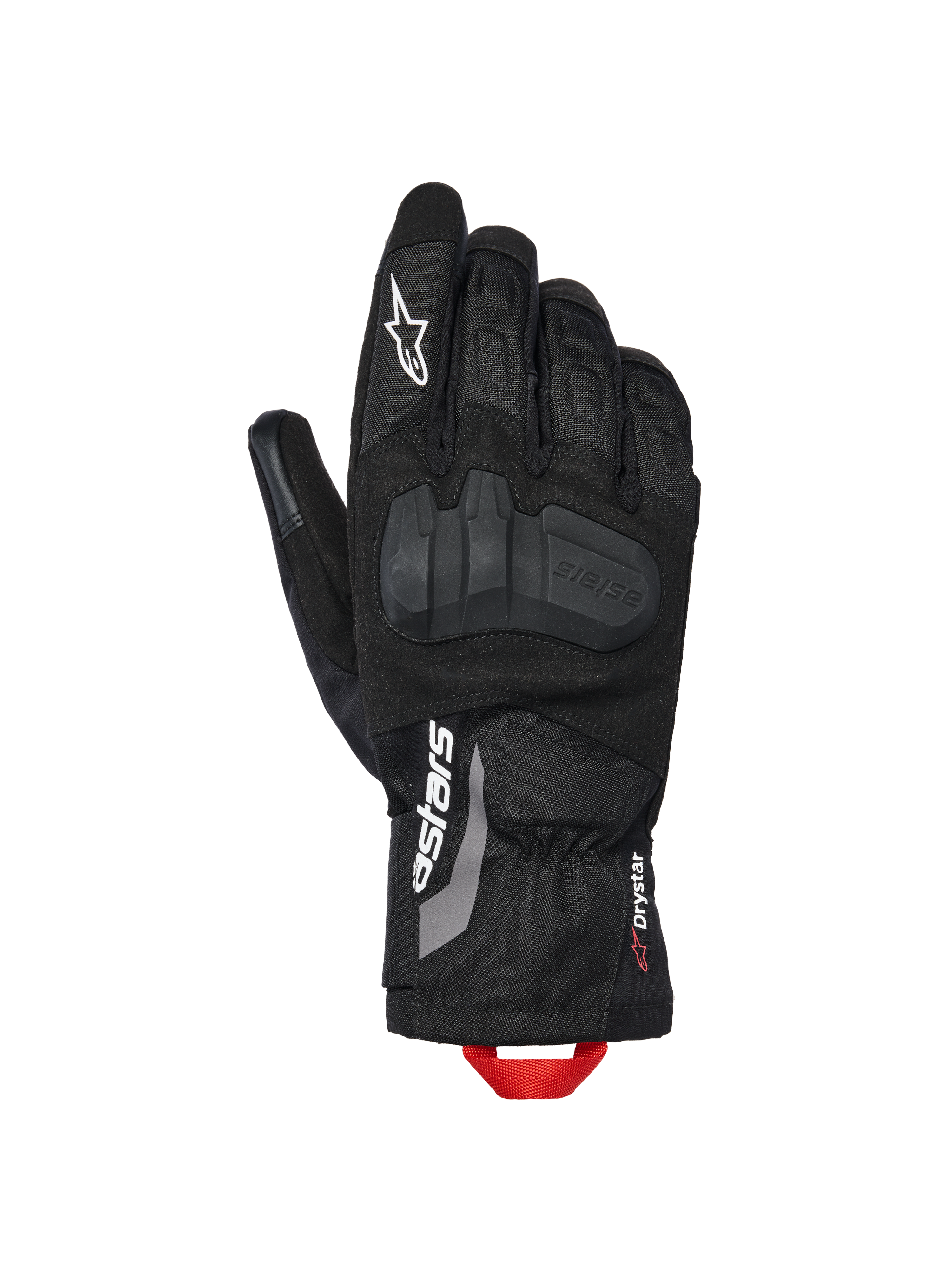 Guanti Alpinestars XT-3 Drystar® Insulated, guanti moto adventure, nero con logo bianco e asola rossa, protezione nocche integrata, costruzione in tessuto e pelle scamosciata, polsino di media lunghezza