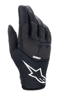 Guanti Alpinestars Thermo Shielder, guanti da motocross neri, con grande logo a stella bianco e marchio ASTARS, dorso imbottito con dettagli laminati al laser, costruzione in neoprene per il freddo, ventilazione perforata sul pollice