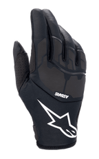 Guanti Alpinestars Thermo Shielder, guanti da motocross neri, con grande logo a stella bianco e marchio ASTARS, dorso imbottito con dettagli laminati al laser, costruzione in neoprene per il freddo, ventilazione perforata sul pollice