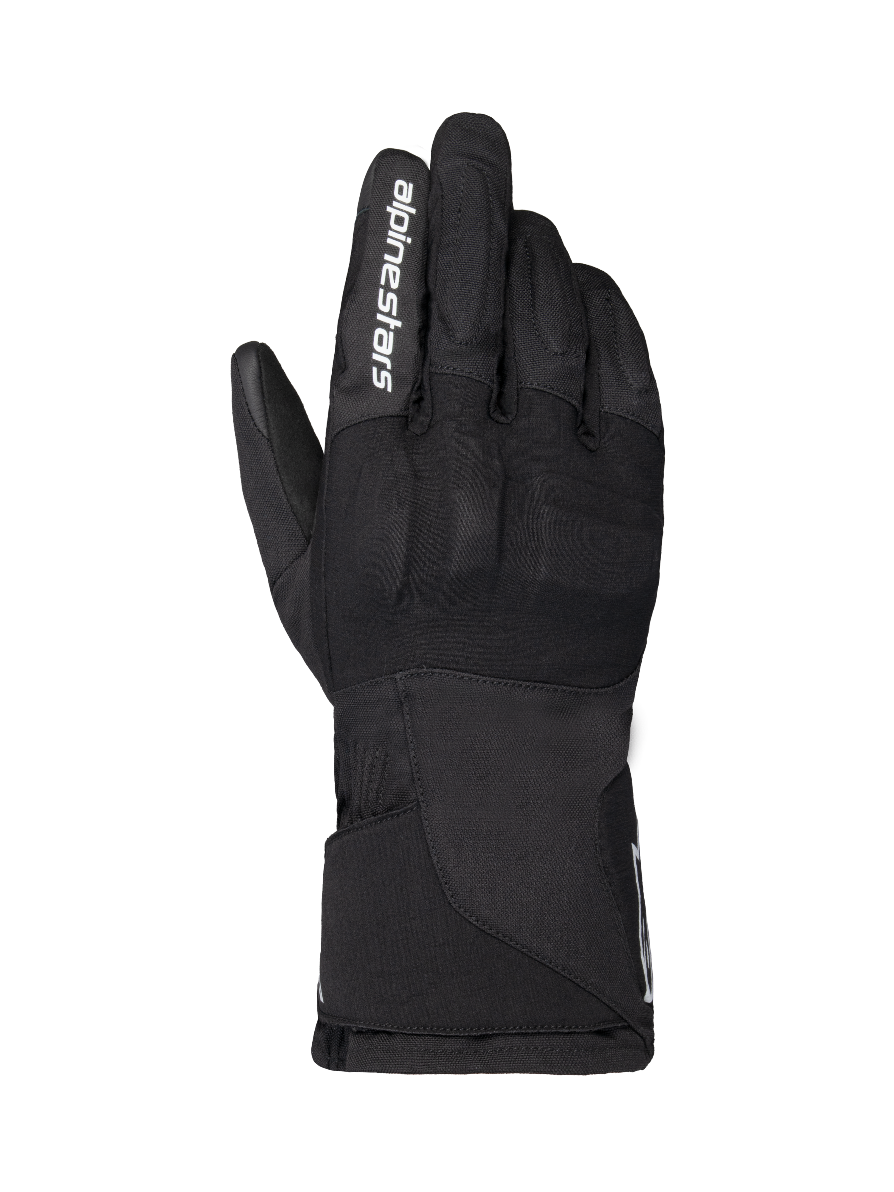 Alpinestars WT-1 Drystar Insulated Gloves, guanti da moto, nero, costruzione in tessuto con protezione nocche integrata, marchio Alpinestars bianco sull'indice, polsino lungo, abbigliamento tecnico impermeabile e termico per uso stradale e adventure