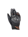 Guanti Alpinestars Smx-1 Drystar®, guanti da moto road impermeabili, neri e rosso fluo, con protezioni nocche in carbonio.
