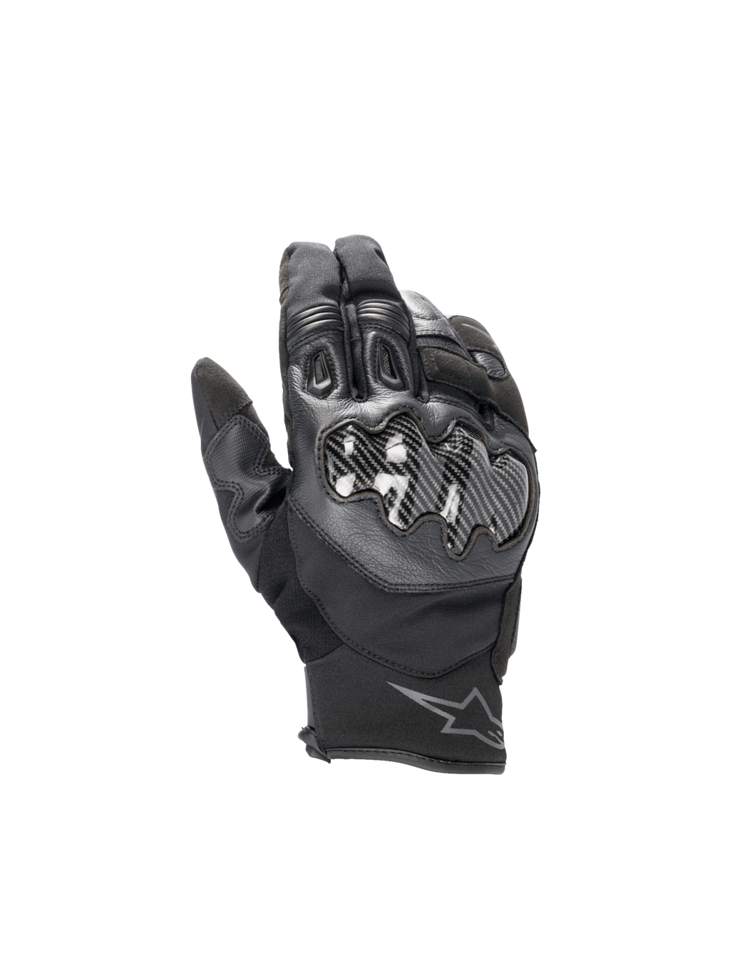 Alpinestars Guanti Smx-1 Drystar®, guanti da moto road uomo, neri, impermeabili, pelle e nocche in carbonio, certificati CE.