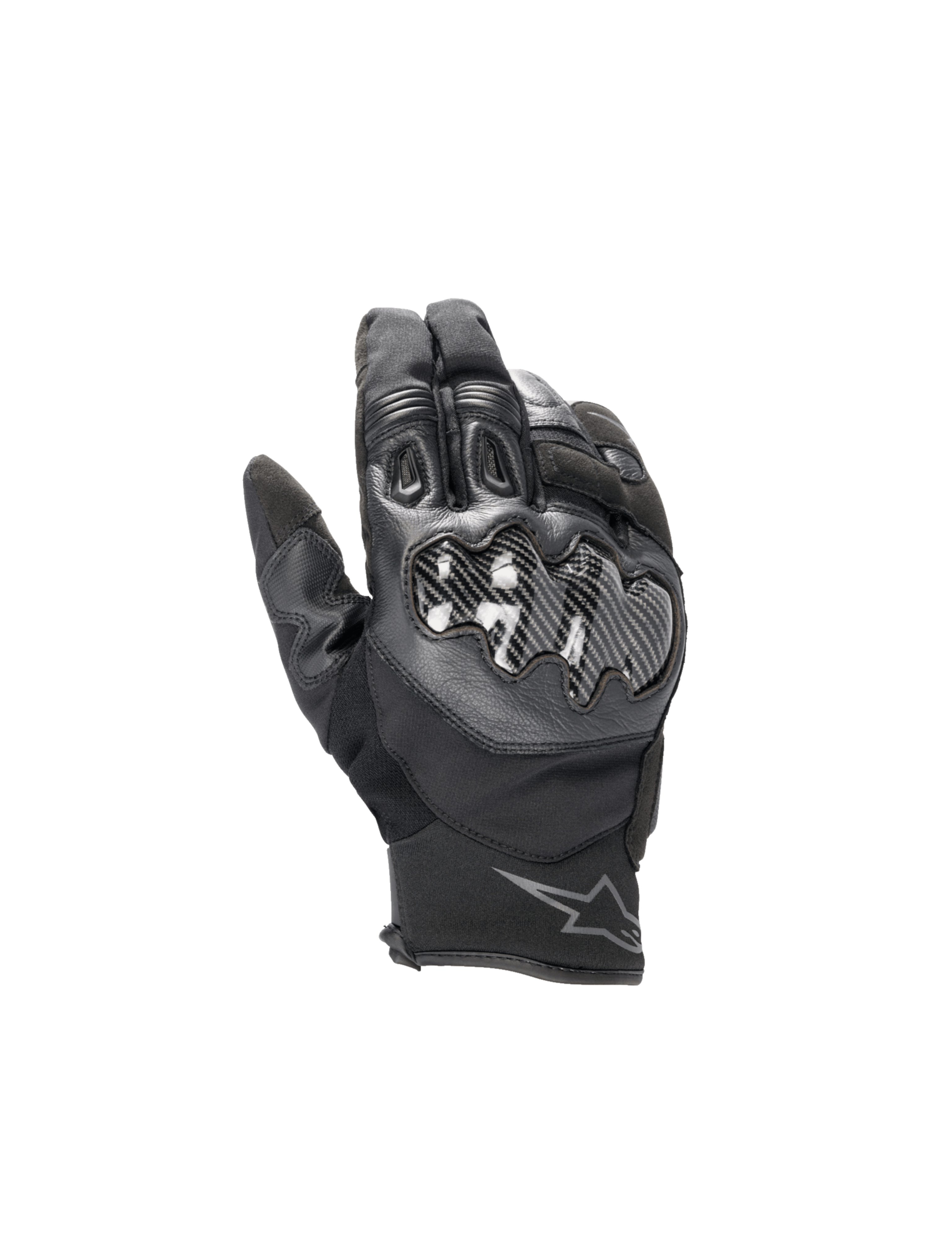 Alpinestars Guanti Smx-1 Drystar®, guanti da moto road uomo, neri, impermeabili, pelle e nocche in carbonio, certificati CE.