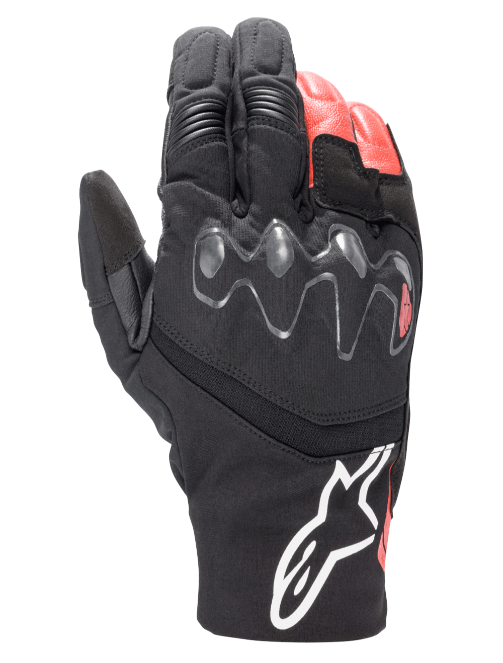 Alpinestars Hyde XT Drystar® XF, guanti da moto adventure touring, nero e rosso acceso, con protezione nocche viscoelastica estesa, costruzione in tessuto impermeabile e pelle e logo Alpinestars bianco sul polso