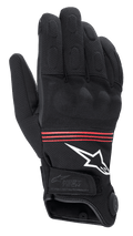 Alpinestars HT-3 Heat Tech Drystar® Gloves, guanti da moto riscaldati, nero con strisce rosse e logo bianco, pulsante di controllo della tecnologia di riscaldamento elettronico sul polsino, nocche rinforzate e resistente costruzione in tessuto