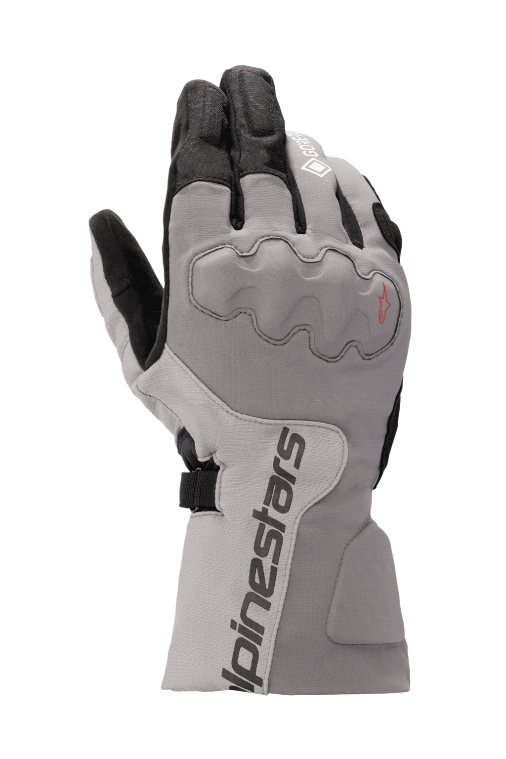Guanti Alpinestars WR-X GORE-TEX, guanti da moto touring, grigio scuro e grigio ghiaccio con nero, design a polsino lungo, protezione delle nocche coperta, impermeabili e isolati per la guida invernale