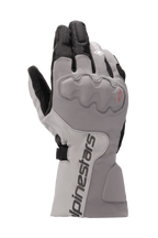 Guanti Alpinestars WR-X GORE-TEX, guanti da moto touring, grigio scuro e grigio ghiaccio con nero, design a polsino lungo, protezione delle nocche coperta, impermeabili e isolati per la guida invernale