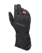Guanti Alpinestars Tourer W-7 V2 Drystar, guanti da moto touring invernali, neri con dettagli rossi, con protezione rinforzata sulle nocche, logo Alpinestars sul dorso della mano e polsino lungo regolabile con marchio Drystar