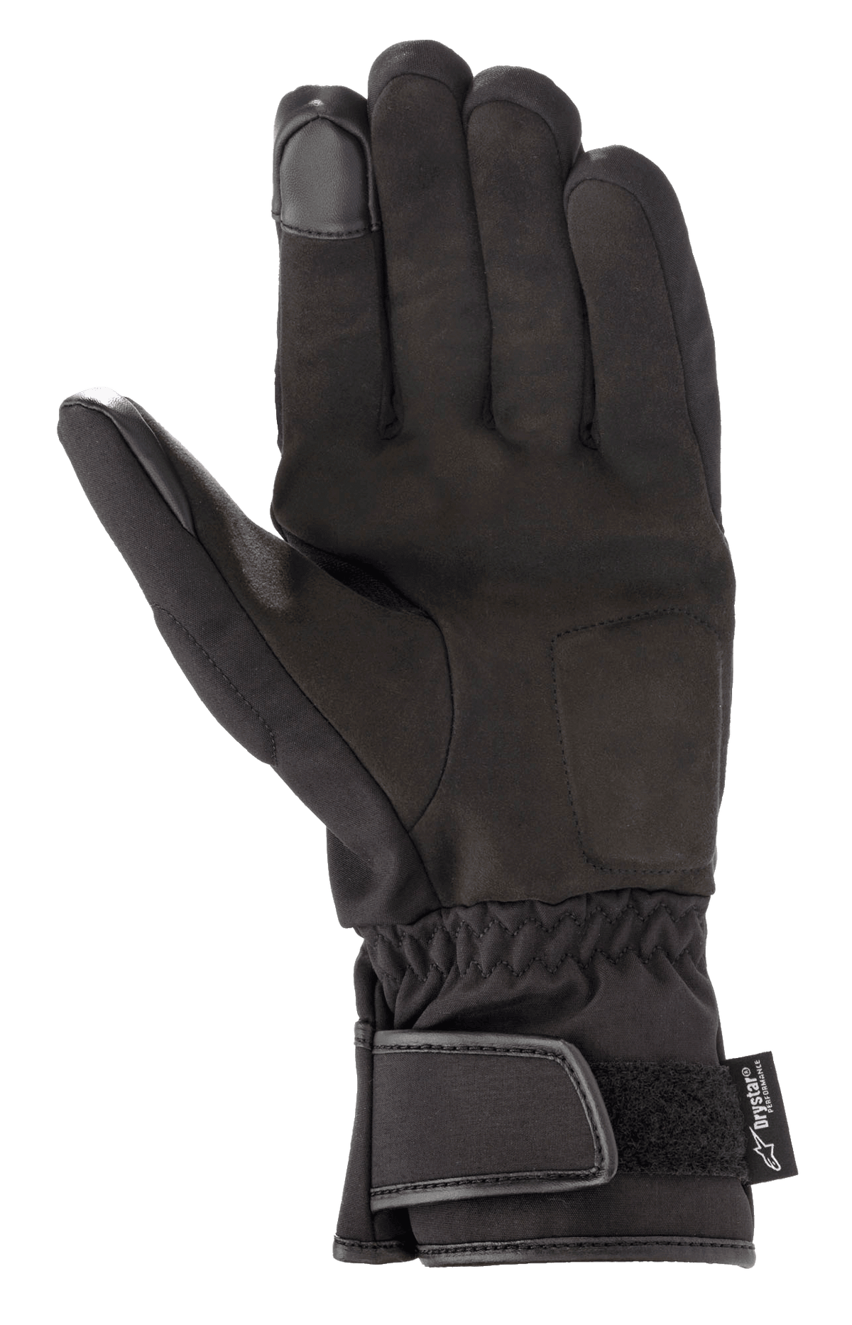 Guanti Alpinestars SR-3 V2 Drystar®, guanti da moto impermeabili, nero, vista del palmo in pelle sintetica, polsino con chiusura in velcro e punte delle dita compatibili con touchscreen