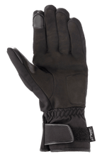 Guanti Alpinestars SR-3 V2 Drystar®, guanti da moto impermeabili, nero, vista del palmo in pelle sintetica, polsino con chiusura in velcro e punte delle dita compatibili con touchscreen