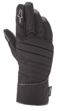 Guanti Alpinestars SR-3 V2 Drystar®, guanti da moto touring impermeabili neri, modello a polsino lungo con dorso imbottito a coste, logo con stella bianca sull'indice ed etichetta Drystar® performance