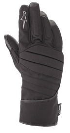 Guanti Alpinestars SR-3 V2 Drystar®, guanti da moto touring impermeabili neri, modello a polsino lungo con dorso imbottito a coste, logo con stella bianca sull'indice ed etichetta Drystar® performance