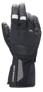 Alpinestars Denali Aerogel Drystar® Gloves, guanti da moto adventure touring, neri con accenti bianchi a coste sulle dita, protezione nocche sagomata e logo sul polso, costruzione tecnica multi-materiale per prestazioni in climi freddi