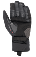 Guanti Alpinestars Bogota' Drystar® XF, guanti da moto, nero, vista del palmo con costruzione in pelle rinforzata, cinturino regolabile sul polso e marchio Drystar, equipaggiamento resistente per adventure touring