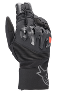 Alpinestars Bogota Drystar XF Gloves, guanti da mototurismo a lunghezza completa, neri con dettaglio logo rosso, protezione nocche sovra-iniettata, pannelli elastici a costine sul polso e polsino lungo con logo a stella grigio.