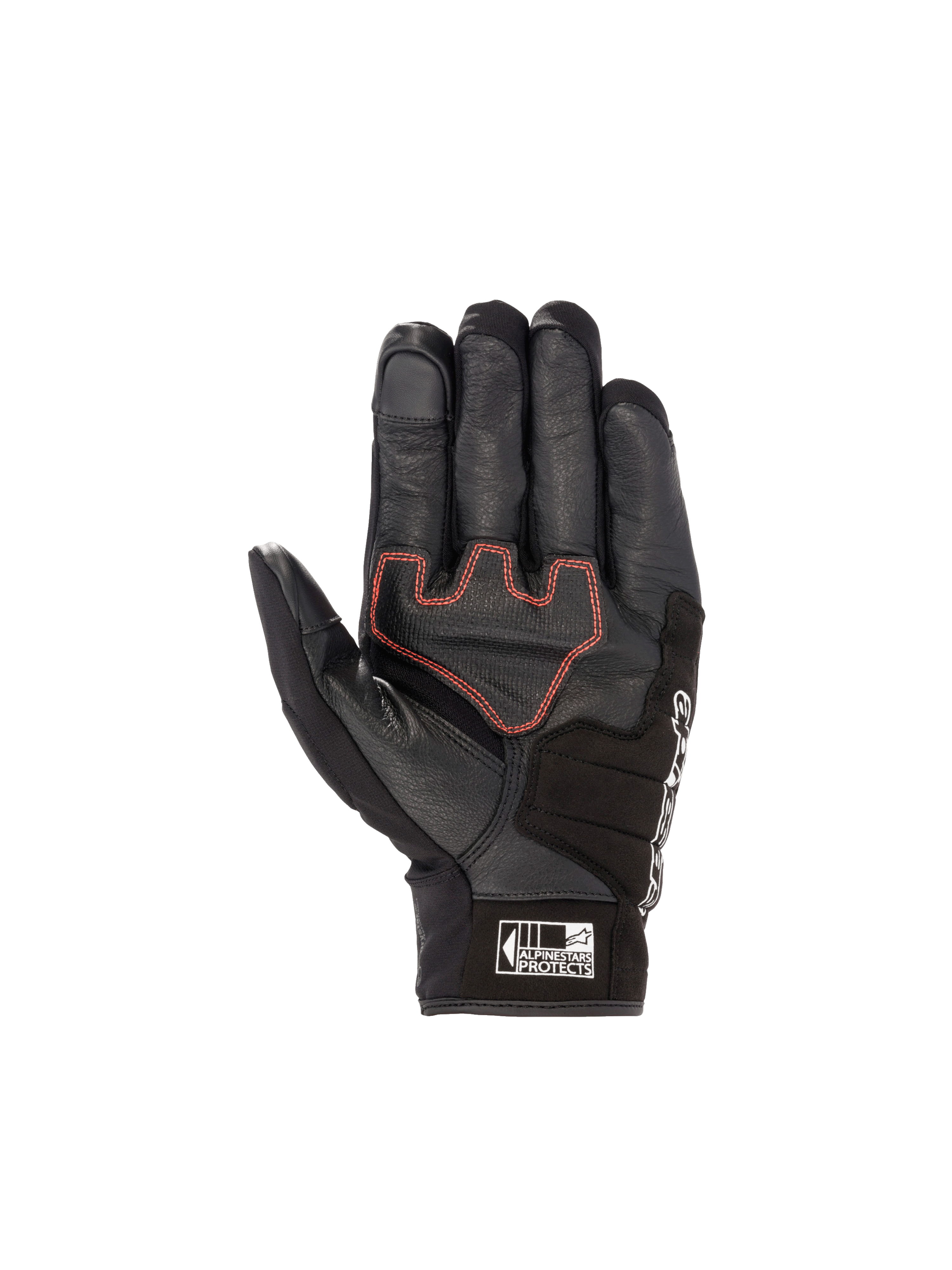 Alpinestars Guanti Honda SMX Z Drystar®, guanti da moto in pelle di capra neri con accenti rosso brillante, palmo rinforzato con cuciture a contrasto, membrana impermeabile Drystar, certificati CE, ideali per touring e uso urbano
