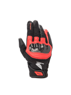Guanti Alpinestars Honda SMX Z Drystar®, guanti da moto road impermeabili, nero e rosso brillante, in pelle con nocche rigide.