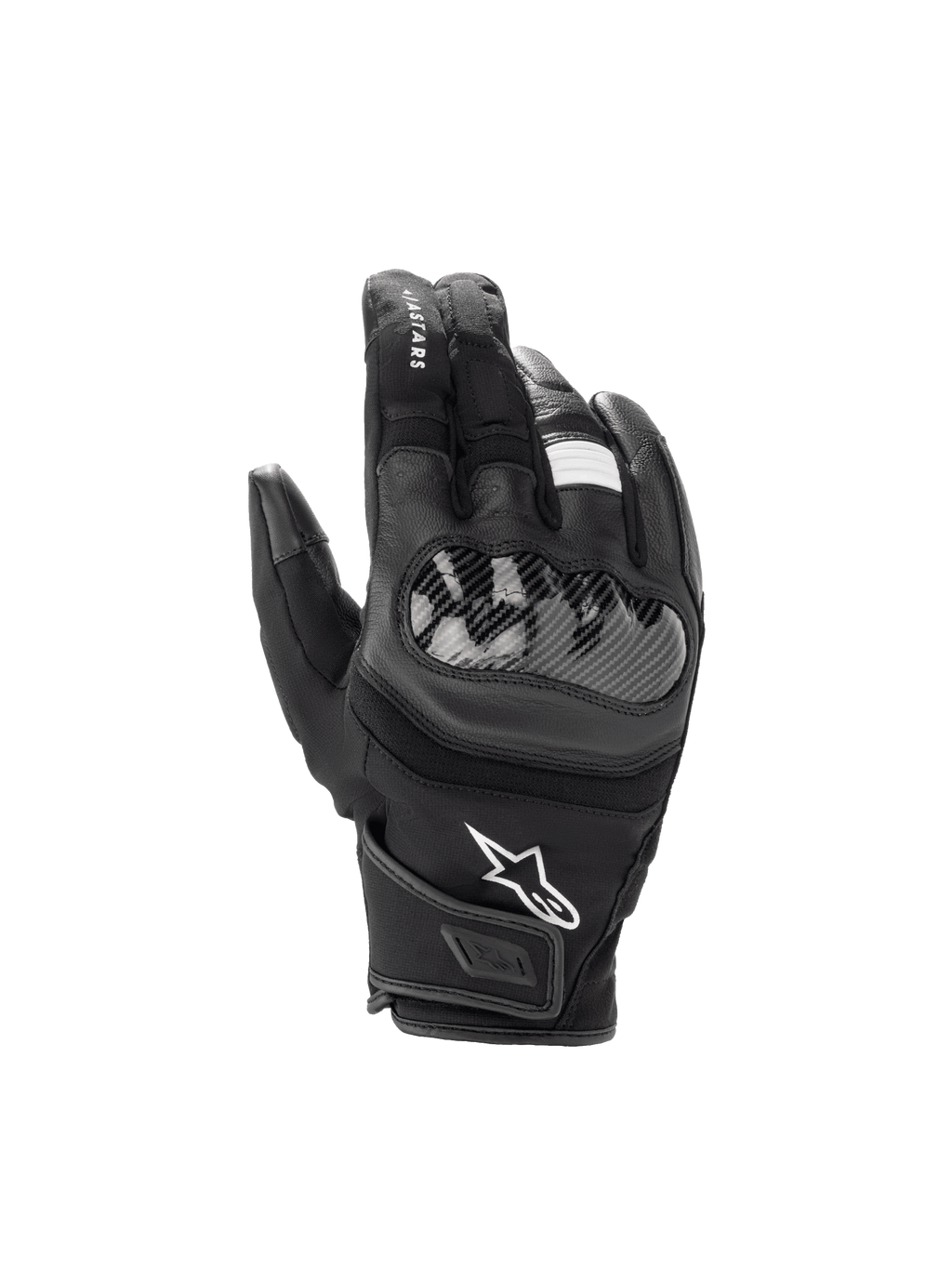 Alpinestars guanti SMX Z Drystar®, guanti da moto road da uomo, neri, in pelle con protezione rigida sulle nocche, impermeabili, polsino corto, logo a stella bianco