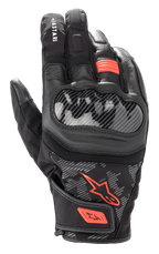 Guanti Alpinestars SMX Z Drystar®, guanti da moto, nero e rosso fluo, protezione nocche rigida in stile fibra di carbonio, costruzione in pelle e tessuto, design impermeabile a polsino corto