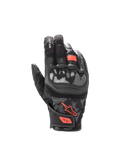 Alpinestars Guanti SMX Z Drystar®, guanti da moto impermeabili uomo, neri e rossi fluo, pelle e protezione nocche rigida.