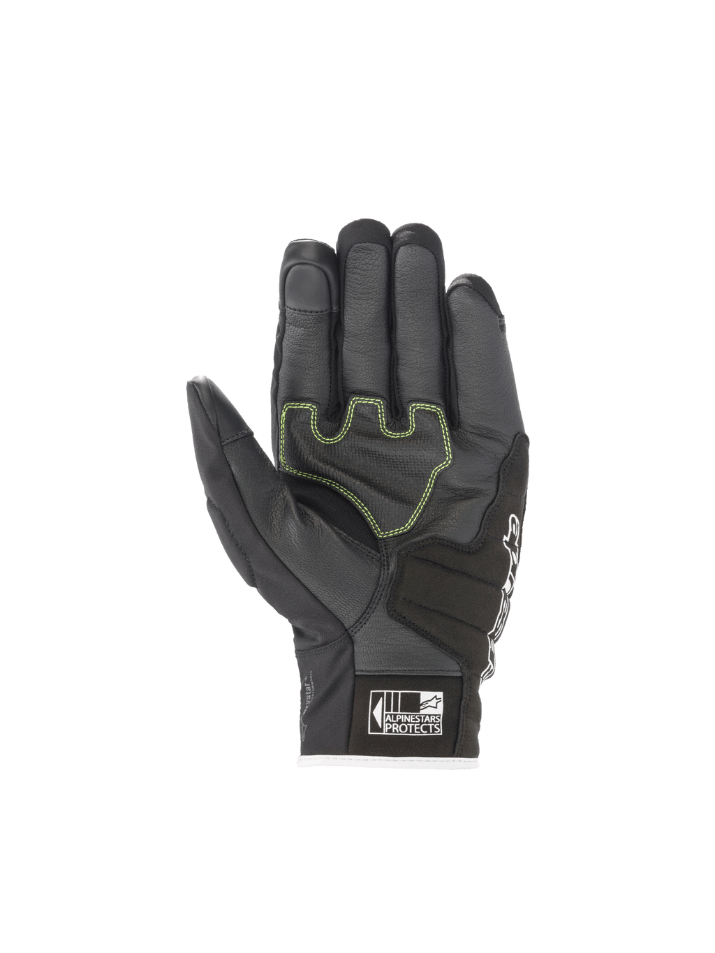 Alpinestars Guanti SMX Z Drystar®, guanti da moto racing impermeabili, nero, palmo in pelle di capra con dettagli fluo