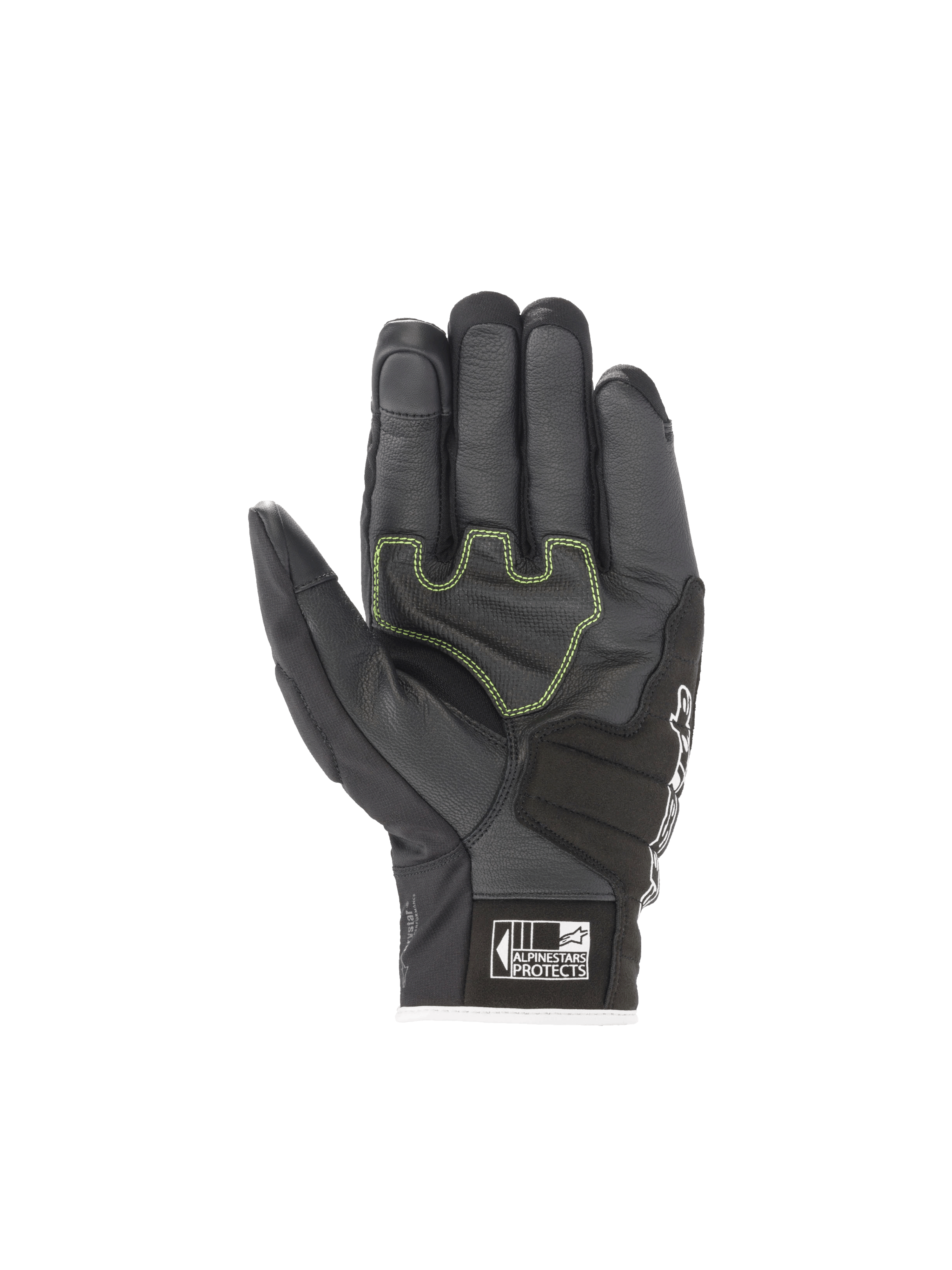 Alpinestars Guanti SMX Z Drystar®, guanti da moto racing impermeabili, nero, palmo in pelle di capra con dettagli fluo