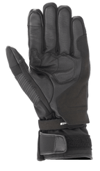 Alpinestars Andes V3 Drystar® Glove, guanto da moto nero, vista del palmo con struttura in pelle di capra e tessuto, palmo rinforzato, cinturino regolabile con chiusura in velcro sul polsino, design tecnico da touring per ogni condizione climatica