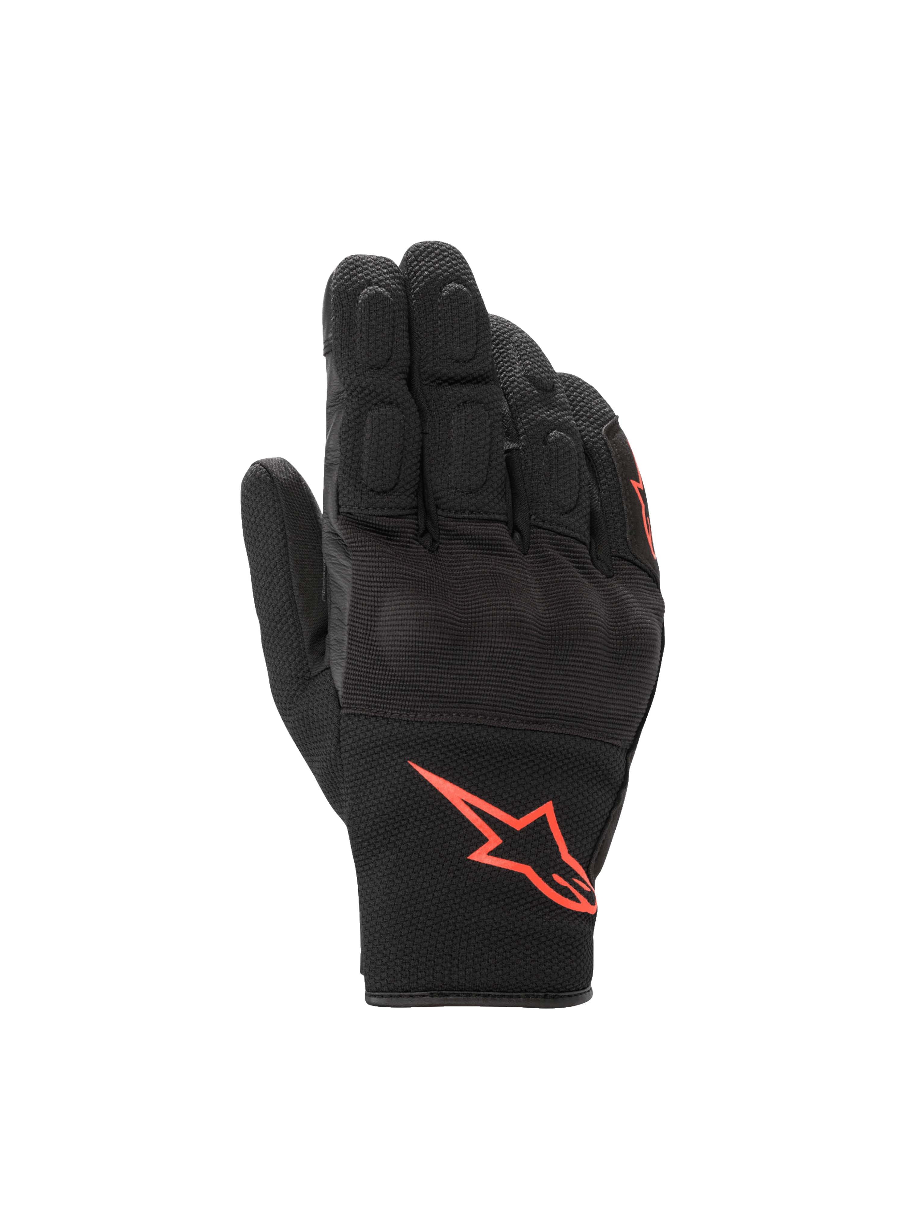 Alpinestars Guanti S-Max Drystar, guanti da moto impermeabili, nero e rosso fluorescente, con protezione nocche rigida.