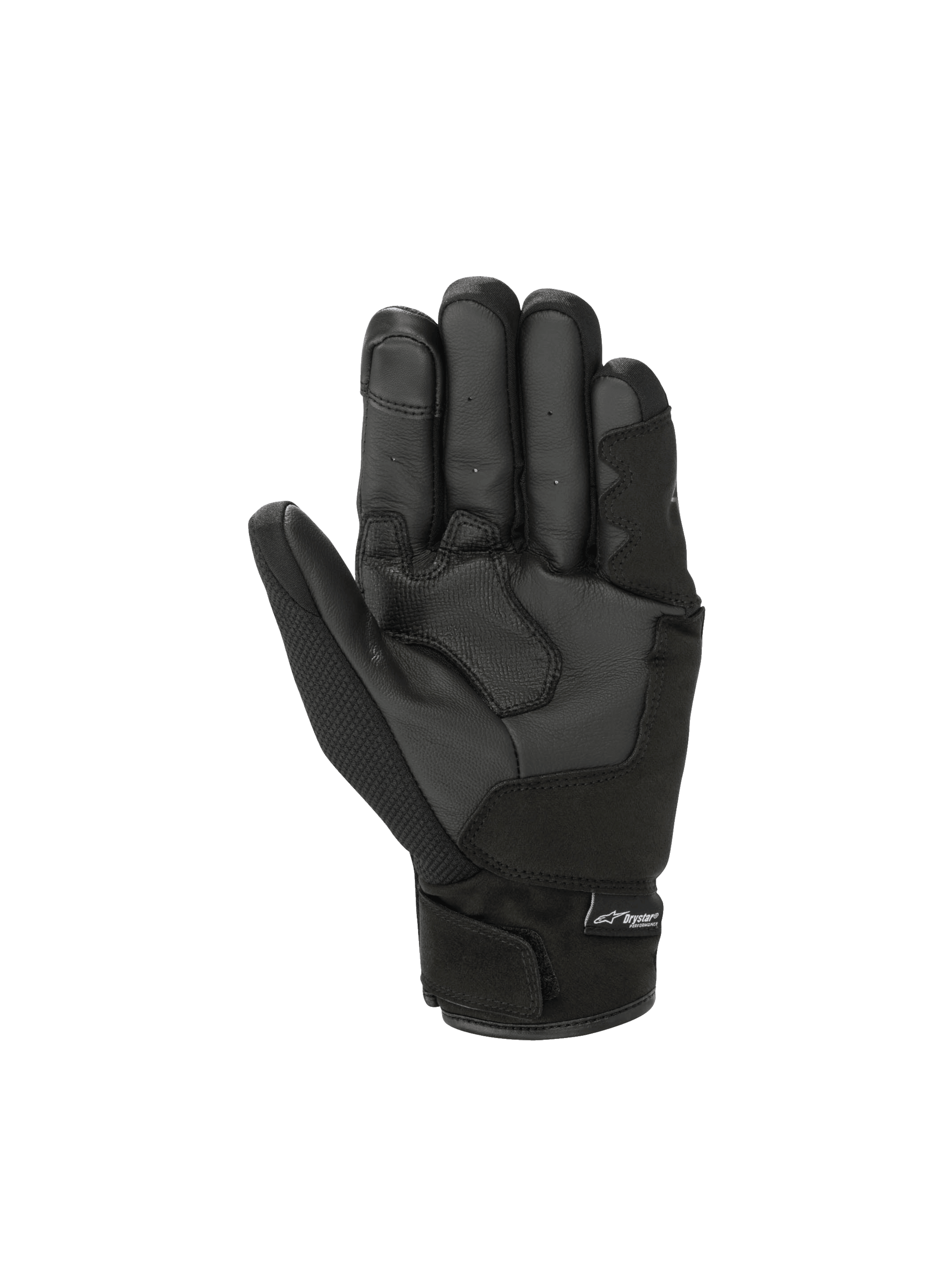 Alpinestars Guanti S-Max Drystar, guanti da moto sportivi neri e grigi, impermeabili in pelle e tessuto, palmo rinforzato.