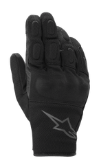 Alpinestars S-Max Drystar Gloves, guanti sportivi da moto, nero antracite, con protezione rigida coperta sulle nocche e dita imbottite, struttura in pelle e mesh testurizzato, design a polsino corto con logo Alpinestars, impermeabili e traspiranti per la guida su strada
