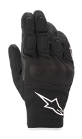 Guanti Alpinestars S-Max Drystar®, guanti da moto a polsino corto, neri con logo Astar bianco, struttura in pelle e mesh elasticizzato, con dettagli imbottiti sulle dita e protezione delle nocche, abbigliamento sportivo da strada impermeabile