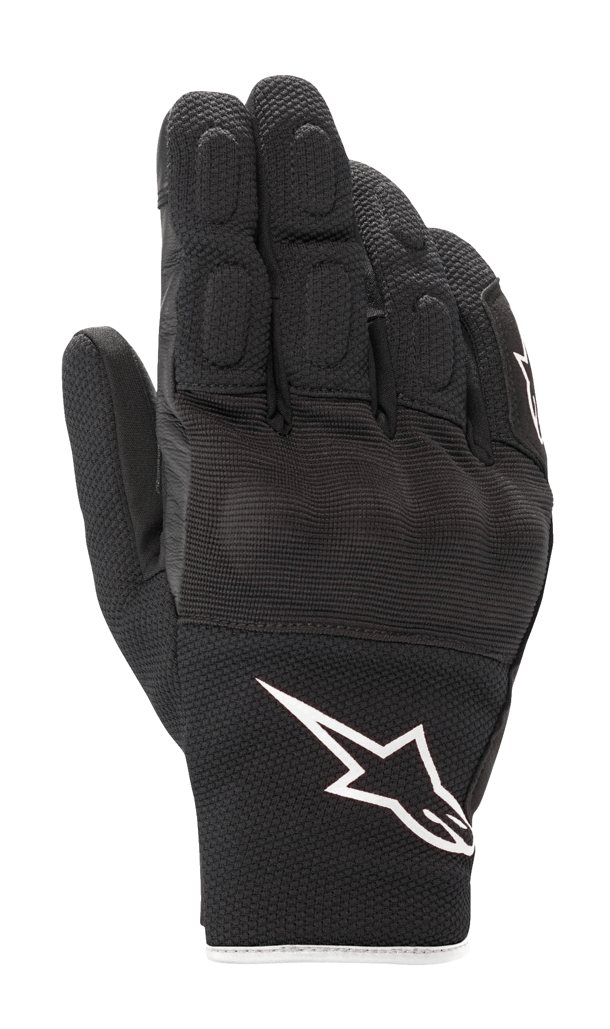 Guanti Alpinestars S-Max Drystar®, guanti da moto a polsino corto, neri con logo Astar bianco, struttura in pelle e mesh elasticizzato, con dettagli imbottiti sulle dita e protezione delle nocche, abbigliamento sportivo da strada impermeabile