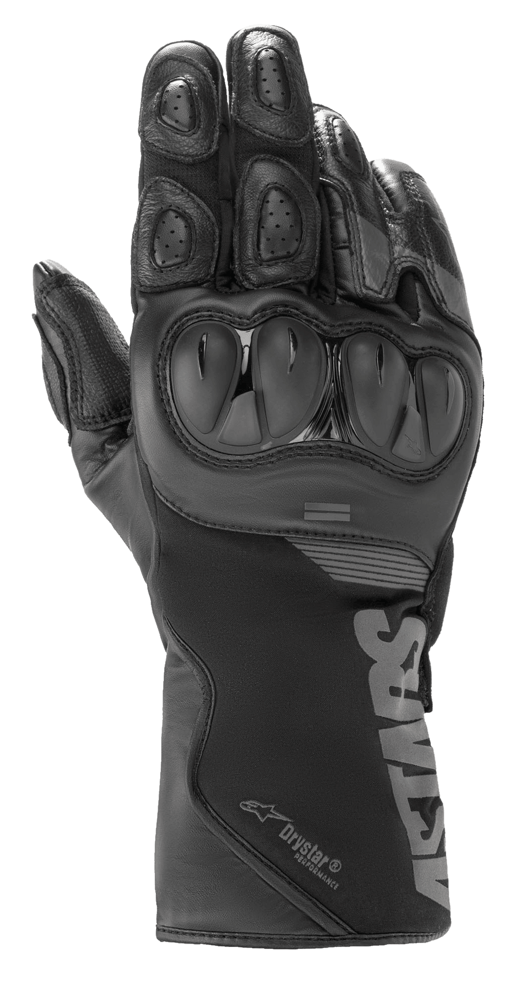 Guanti Alpinestars SP-365 Drystar®, guanti da moto, nero antracite, costruzione in pelle impermeabile e softshell, con protezione rigida per le nocche SP, cuscinetti per le dita ventilati e polsino lungo con marchio Astars