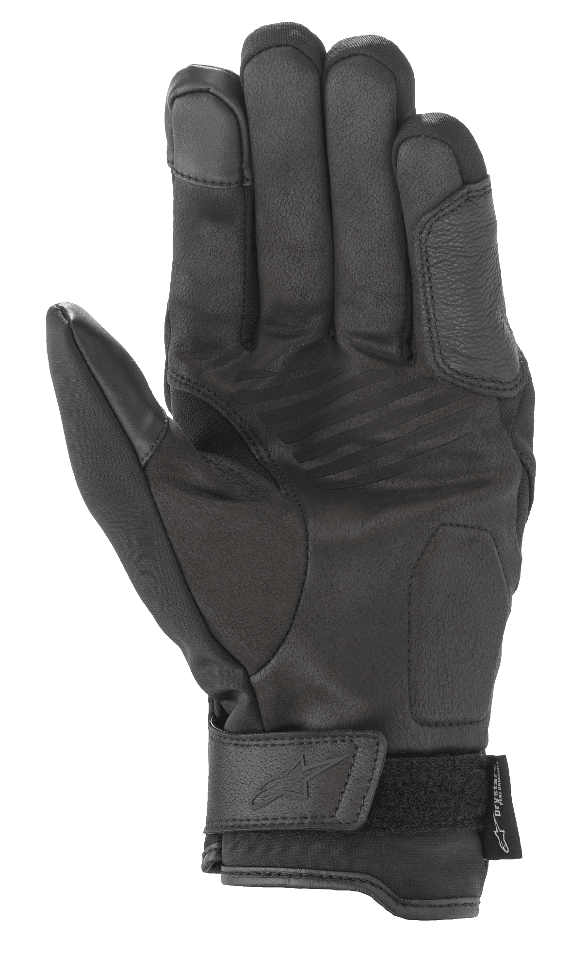Guanti Alpinestars Syncro V2 Drystar®, nero, guanti da moto urban, vista del palmo con costruzione in scamosciato sintetico rinforzato, zone imbottite per la protezione e chiusura regolabile sul polso con logo in rilievo.