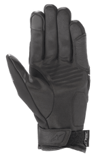 Guanti Alpinestars Syncro V2 Drystar®, guanti da moto urban, Nero Grigio Medio, vista del palmo con costruzione in pelle scamosciata sintetica, rinforzi imbottiti, punta del dito compatibile con touchscreen e cinturino in velcro sul polso con marchio Alpinestars.