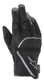Guanti Alpinestars Syncro V2 Drystar®, guanti da moto urban, nero e grigio medio, vista del dorso con struttura in tessuto e protezione delle nocche viscoelastica, design impermeabile e traspirante con dettagli riflettenti