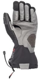 Guanti invernali Alpinestars Amt-10 Drystar® XF, guanti da moto touring, nero e grigio scuro, vista del palmo in pelle di capra testurizzata, polsino impermeabile lungo con logo Drystar XF, pannello a fisarmonica in pelle sul pollice e palmo rinforzato per guida adventure e su strada.