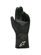 Guanti Alpinestars Stella WT-1 Drystar® Insulated da donna, nero, vista del palmo in morbida pelle scamosciata con rinforzo per il grip, polsino lungo in tessuto con logo Alpinestars bianco sul cinturino, punte delle dita compatibili con touchscreen, abbigliamento tecnico invernale da moto