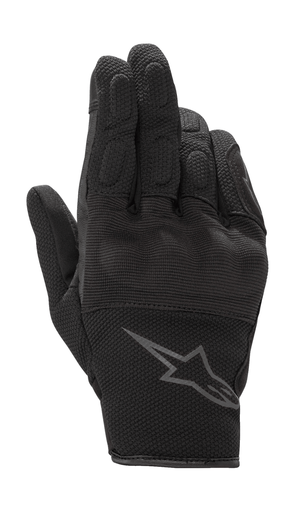 Alpinestars S-Max, guanti da moto da donna, nero antracite, design a polsino corto in pelle e mesh elasticizzato, con protezione rigida per le nocche e logo Alpinestars grigio sul polso, abbigliamento protettivo impermeabile per uso stradale