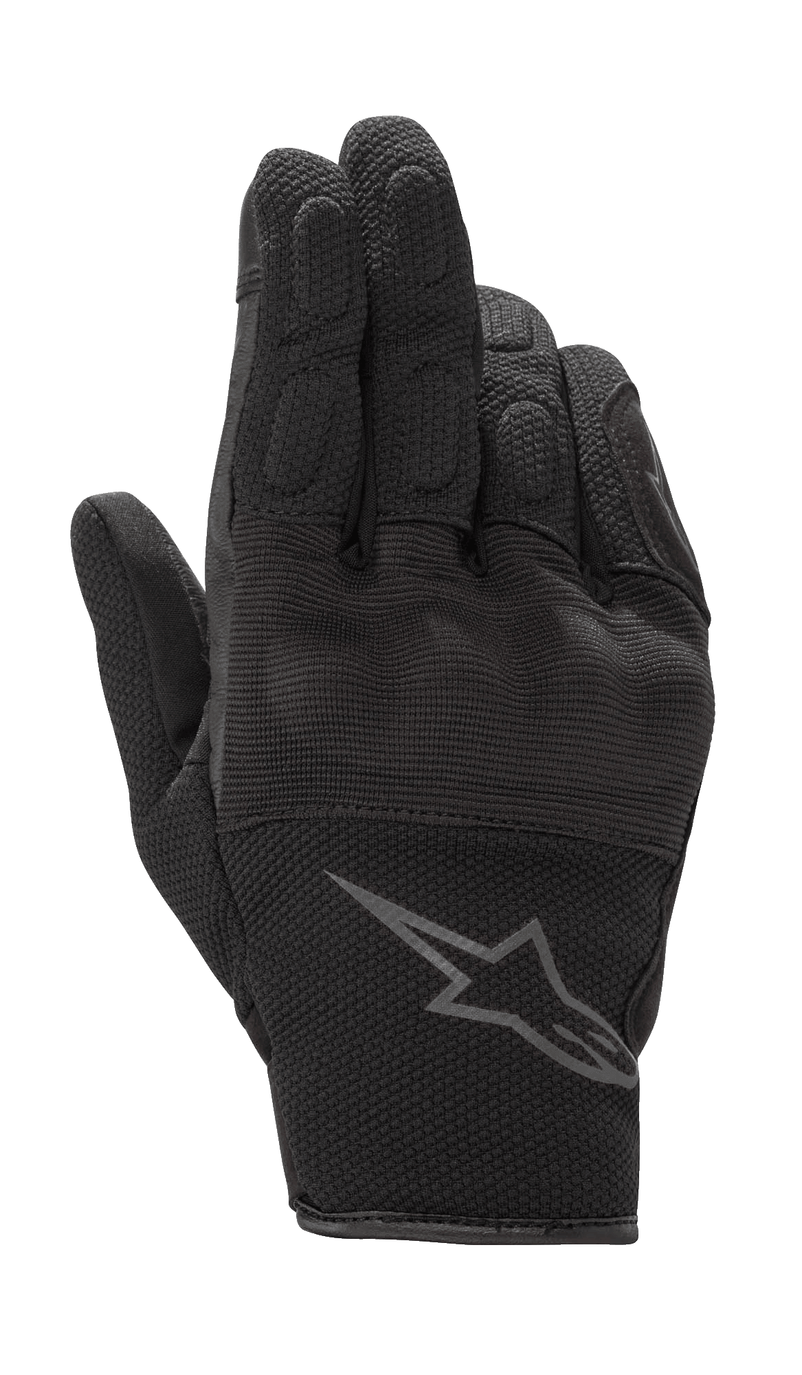 Alpinestars S-Max, guanti da moto da donna, nero antracite, design a polsino corto in pelle e mesh elasticizzato, con protezione rigida per le nocche e logo Alpinestars grigio sul polso, abbigliamento protettivo impermeabile per uso stradale