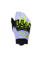 Alpinestars Guanti Youth & Kids Full Bore V2, guanti da motocross, viola e giallo fluorescente, con protezione nocche in TPR nero e logo a stella Alpinestars giallo neon, struttura traspirante con polsino in neoprene, design sportivo off-road