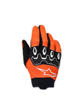 Alpinestars Youth & Kids Full Bore V2 Gloves, guanti da motocross, arancione, bianco e nero, con protezione nocche in TPR nero e motivi geometrici bianchi, logo a stella bianco e polsino in neoprene nero, attrezzatura da fuoristrada per ragazzi