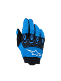 Alpinestars Youth & Kids Full Bore V2 Gloves, guanti da motocross, blu UCLA e nero, con protezione nocche in TPR nero, logo a stella Alpinestars bianco sul dorso e tessuto elasticizzato traspirante, design sportivo per guida off-road