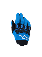 Alpinestars Youth & Kids Full Bore V2 Gloves, guanti da motocross, blu UCLA e nero, con protezione nocche in TPR nero, logo a stella Alpinestars bianco sul dorso e tessuto elasticizzato traspirante, design sportivo per guida off-road