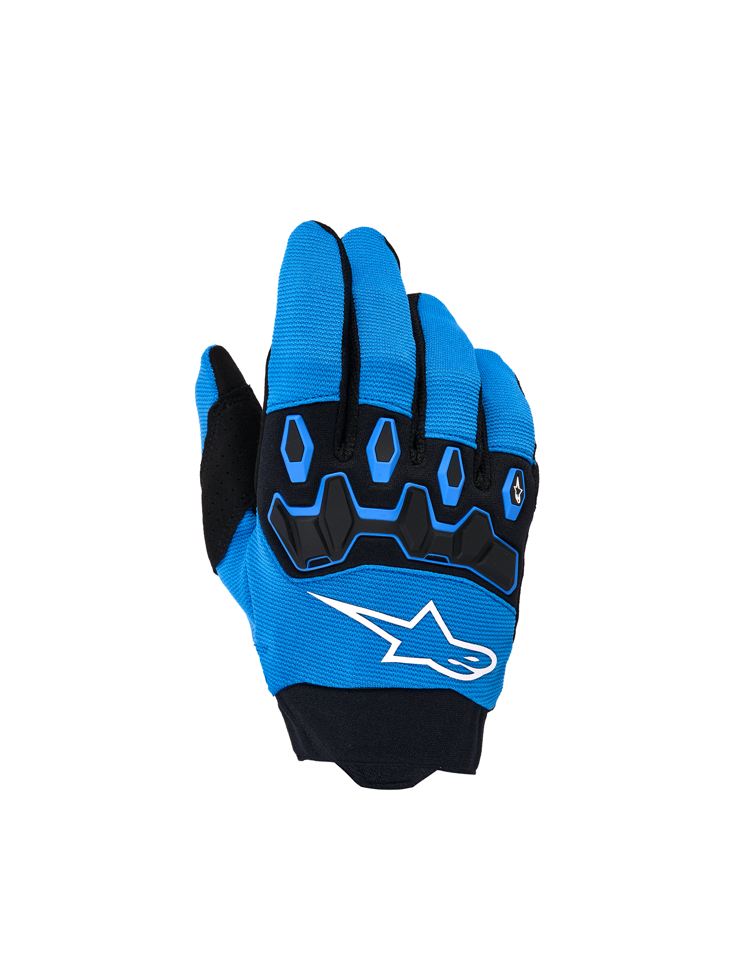 Alpinestars Youth & Kids Full Bore V2 Gloves, guanti da motocross, blu UCLA e nero, con protezione nocche in TPR nero, logo a stella Alpinestars bianco sul dorso e tessuto elasticizzato traspirante, design sportivo per guida off-road