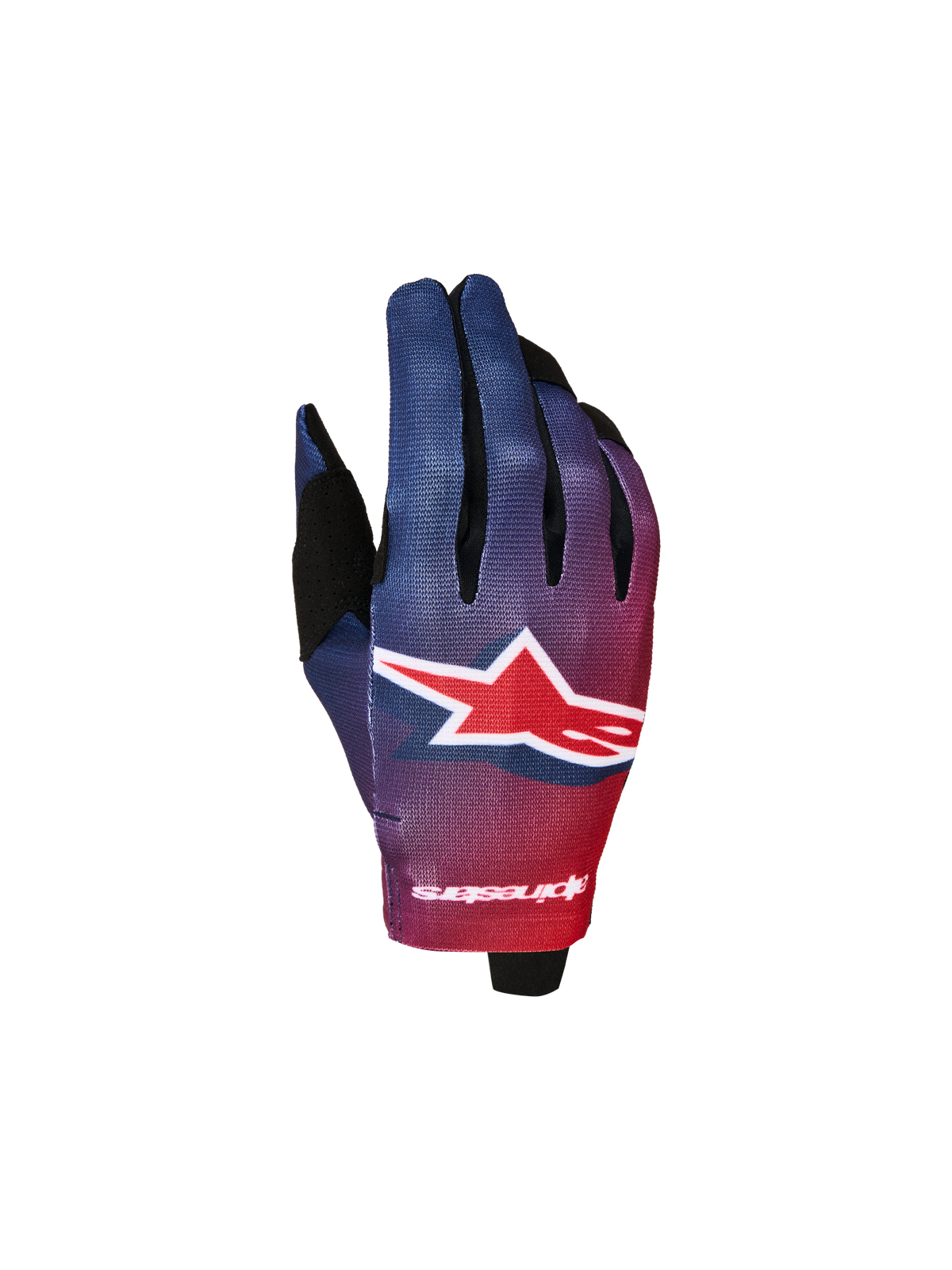 Alpinestars Guanti Radar Ragazzo, guanti da moto motocross per ragazzo, rosso e blu, con grafica sublimata e logo.
