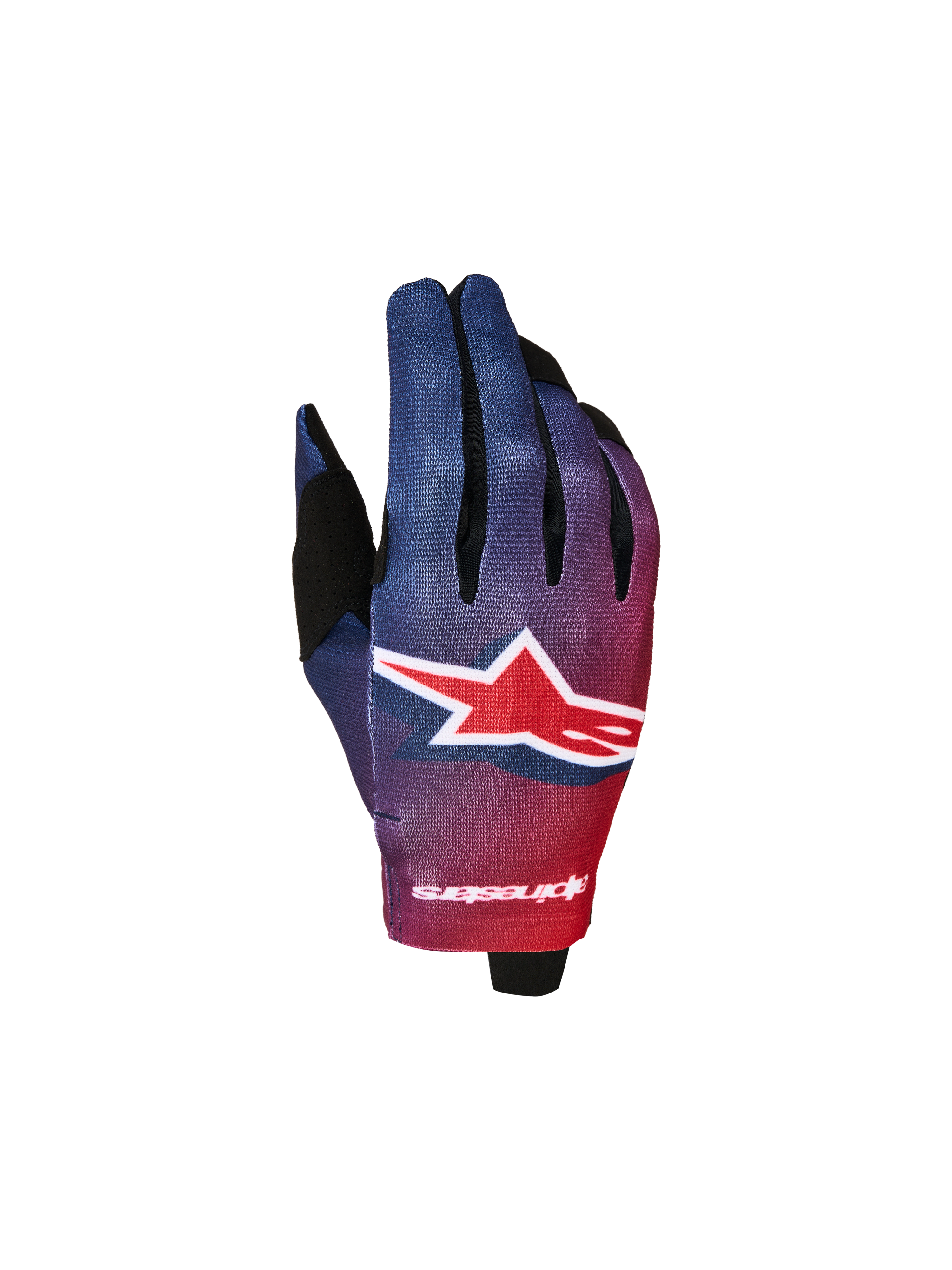 Alpinestars Guanti Radar Ragazzo, guanti da moto motocross per ragazzo, rosso e blu, con grafica sublimata e logo.
