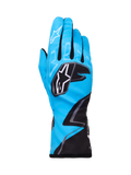 Alpinestars Tech-1 K Race V2 Gloves Graphic 1, guanti da karting, ciano, nero e bianco, con motivi geometrici audaci, logo Alpinestars bianco sulle nocche, polsino esteso, materiale leggero e traspirante per prestazioni nel karting