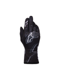Alpinestars Youth Tech-1 K Race S V2 Graphic 1, guanti da karting per ragazzi, nero, grigio e bianco, con loghi Astar bianchi e grafiche grigie ispirate alle fiamme, costruzione in tessuto leggero con polsino elasticizzato