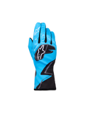 Alpinestars Youth Tech-1 K Race S V2 Graphic 1 Gloves, guanti da karting, blu ciano con dettagli neri e bianchi, loghi Alpinestars a stella sulle nocche e sull'indice, motivo grafico a zigzag, protezione sportiva leggera per giovani piloti